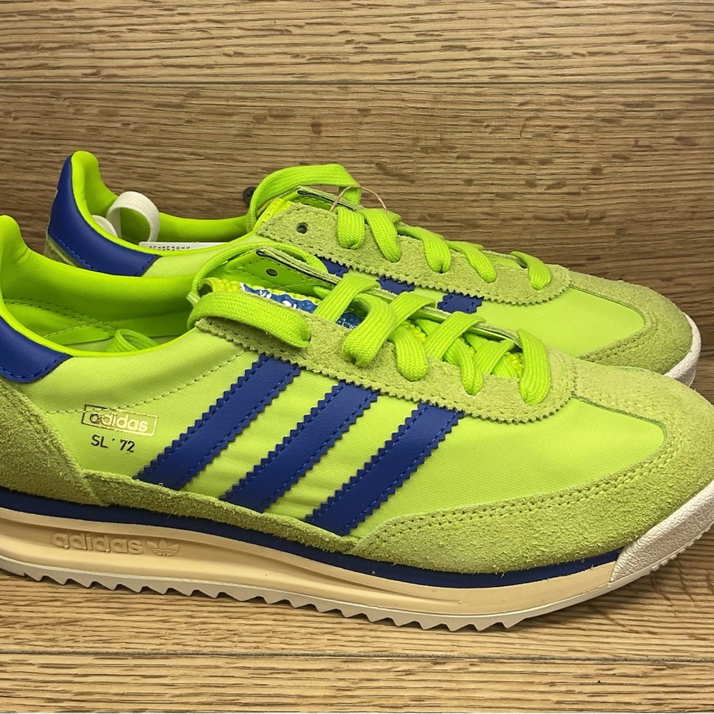 Size 5 - Adidas SL 72 Neon Green and Royal Blue Shoes